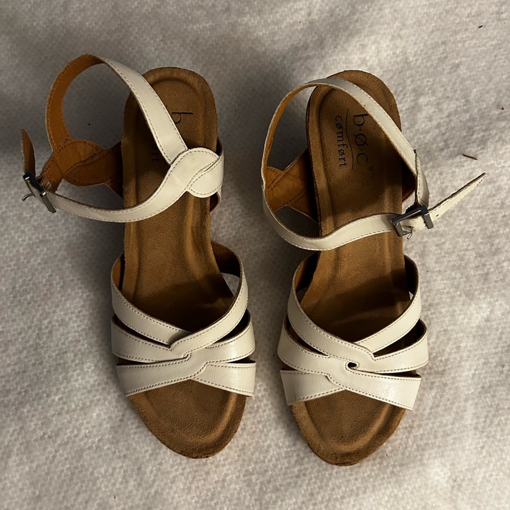 BOC Comfort White Mini Wedge Heels